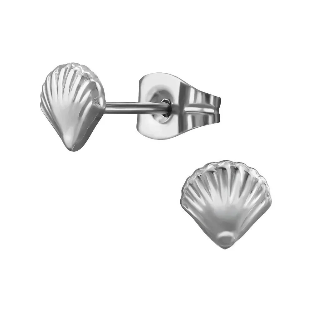 Stainless Steel Sea Shell Stud Earrings 5.8mm